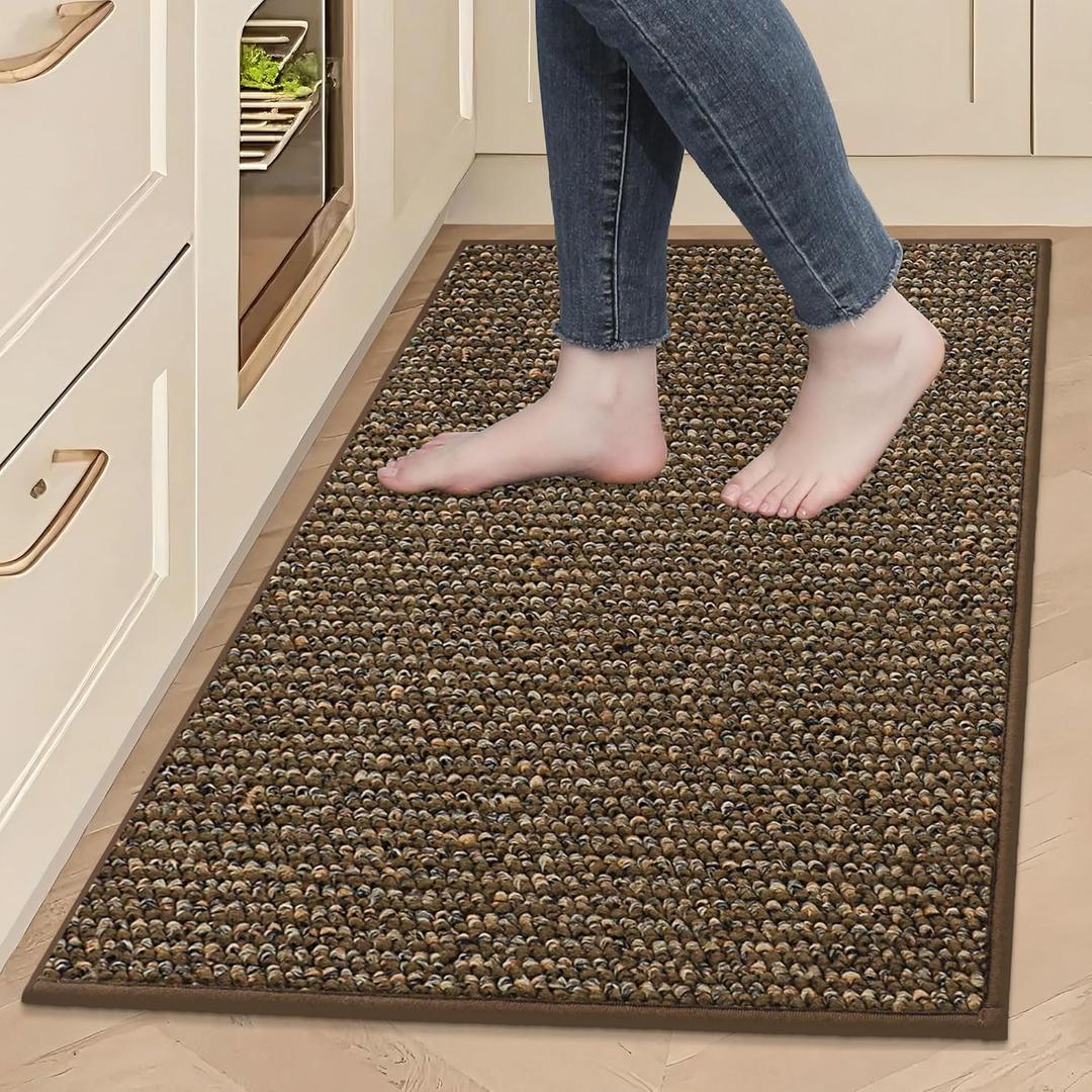 BEQHAUSE Kitchen Rugs 24"x36", Non-Slip Kitchen Mats for Floor, Super Absorbent and Stain Resistant Kitchen Rugs, Machine Washable Rugs for Kitchen, Hallway, Laundry & Sink, Brown