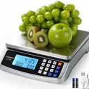 Atogou 110lb Food Scale, Commercial Kitchen Scale with Price Computing, Plug-in Usable, 0.05oz/1g, 304 Stainless Steel, for Cooking, Vegetables, Farm, Industry, Counting. LC300 Silver