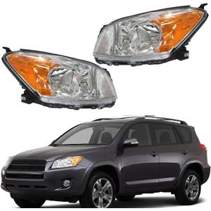 labwork Headlights Replacement for RAV4 2009 2010 2011 2012 Clear Chrome Headlights Lamps Front Driver and Passenger Side