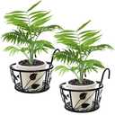 Tosnail 2-Pack Metal Plant Holders for Indoor Outdoor Railings, Fence Plant Hangers, Hanging Flower Baskets for Porch, Balcony, Stair Railing, Black