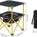 Folding Camping Table with 4 Cup Holders, Lightweight Portable Beach Outdoor Picnic Table, Square Camp Table with Built-in Food Basket Travel Bag for BBQ, Camping, Tailgate