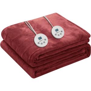 Wapaneus Heated Blanket Electric Queen Size 84"x90"-Dual Control with 10 Heat Levels 12 Timer Settings and 8 Hours Auto-Shut Off,Fast-Heating Electric Blanket,ETL Listed Machine Washable,Red