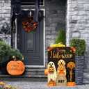 Halloween Garden Flag Golden Retriever Decor 12x18 Double Sided For Outside Dog Garden Flag Halloween Yard Decorative Flags Ghost Spooky Welcome Hallo-ween Outdoor Holiday Home Decor Summerween Yard