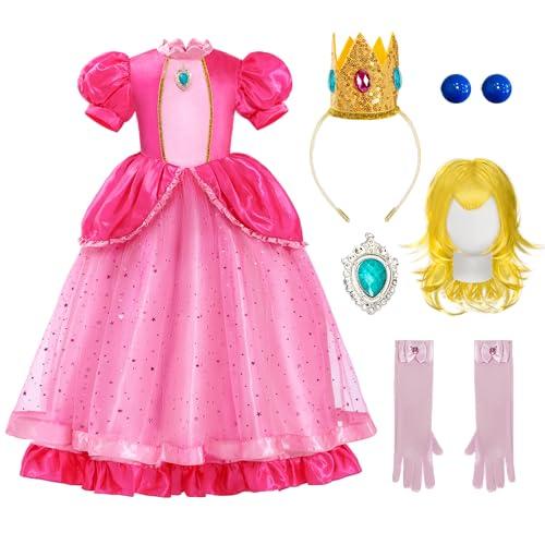 Spooktacular Creations Halloween Pink Princess Dress, Kids Princess Dress Up Set, Peach Crown Costume for Girls Toddler Halloween, Birthday, Roleplay Party (Small, 5-7 yrs) 8