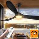 Haipeel 52 Inch Outdoor Ceiling Fan with Light and Remote, Matte Black