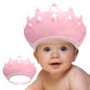 Baby Shower Cap Shield, Baby bath set shower cap, Visor Hat for Eye and Ear Protection for 0-9 Years Old Children,Cute Crown Shape Makes the Baby Bath More Fun (Pink) LiLiBBShie