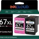 INKCLOUD Remanufactured Ink Cartridge Higher Yield Replacement for HP 67XL Printer Ink for HP 6055 6052 6058 6075 Pro 6455 6455e 6452 6458 1255 2732 2752 2755e 4140 4155(1 Black 1 Tri-Color, 2Pack)