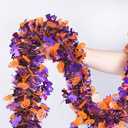 2 x Halloween Tinsel Garland Party Decorations 33FT Orange Purple Black Halloween Pumpkin Bat Garland Twist Hanging Indoor Outdoor Decorations