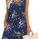 WEESO Womens Summer Dresses Loose U Neck Sleeveless Sundresses Dress with Pockets, Size: L