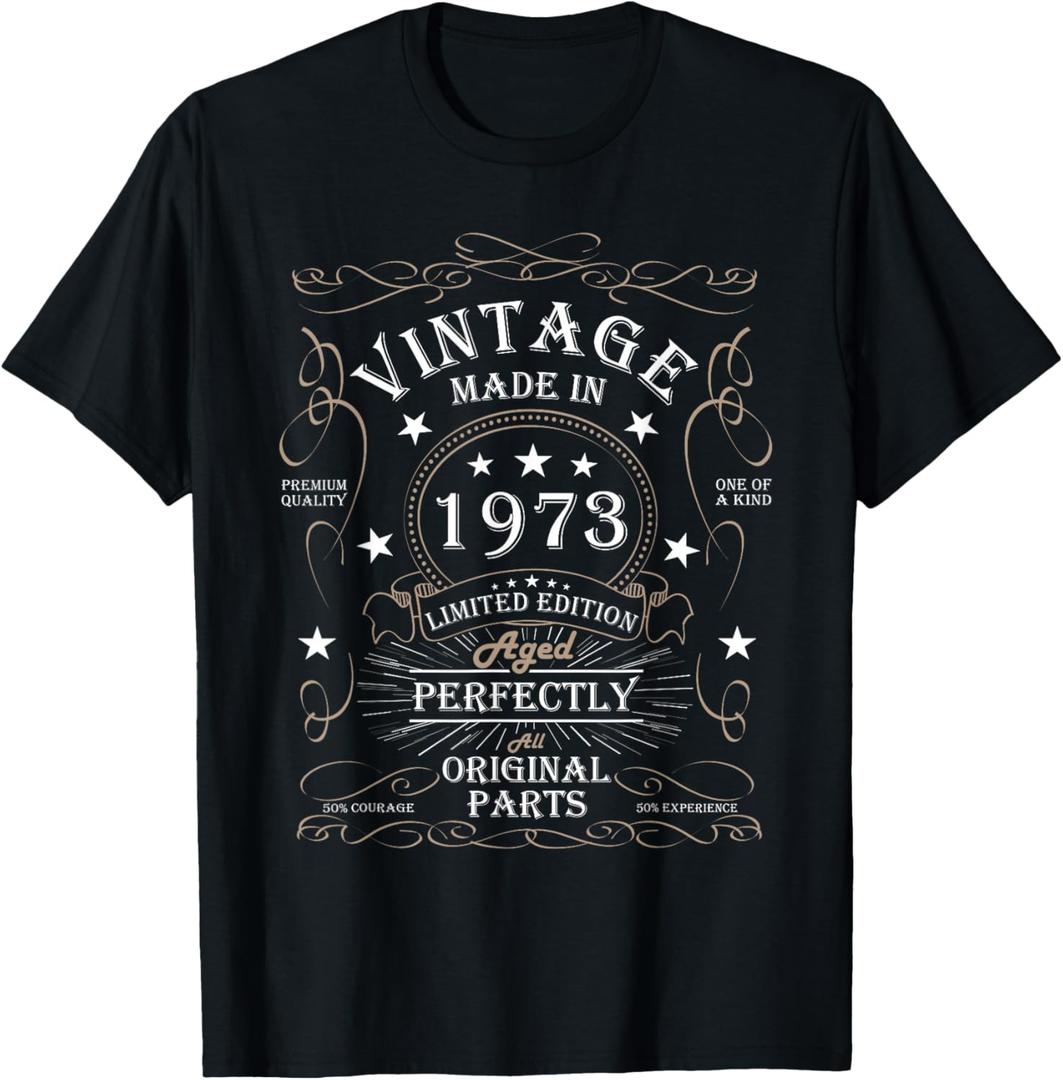 52nd Birthday Retro Limited Edition Man Woman Vintage 1973 T-Shirt L