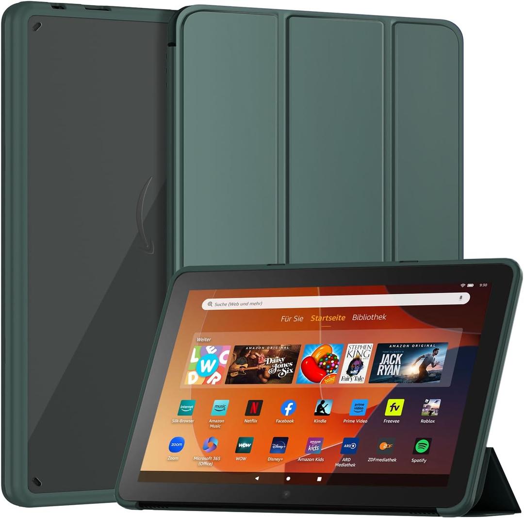 Tablet Protective Case with Trifold Stand and Auto Wake/Sleep Function, Incompatible with TCL Nokia -Dark Green
