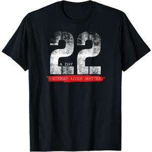 22 A Day Veteran Lives Matter Suicide Awareness T-Shirt T-Shirt (Gray, XXL)