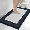 anllugs Bathroom Rugs 20" x 30", Non-Slip Extra Soft Absorbent Bath Rugs, Machine Washable Quick Dry Bath Mats for Bathroom Floor, Shower, Bathtub and Sink, Navy Blue & White