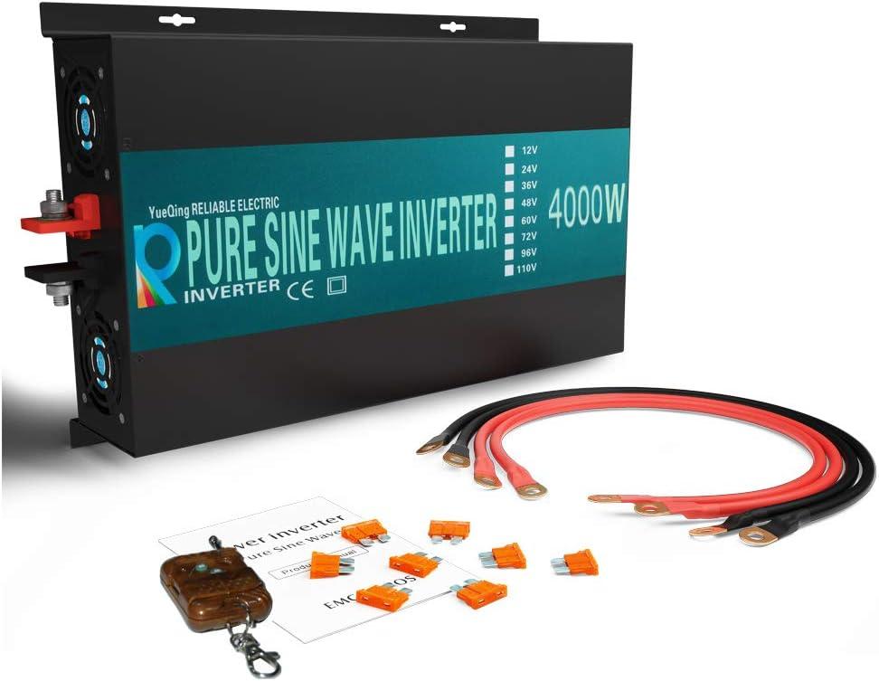 WZRELB 4000W 12V 120V Pure Sine Wave Solar Power Inverter with Remote Control Switch