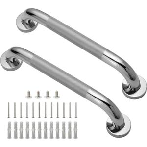 Shower Grab Bar, 2 Pack 12 Inch Bathroom Grab Bar, 304 Stainless Steel 1.25" Diameter Anti-Slip Handicap Grab Bar Support Shower Rail Senior Handrail Shower Safety Bar Handle