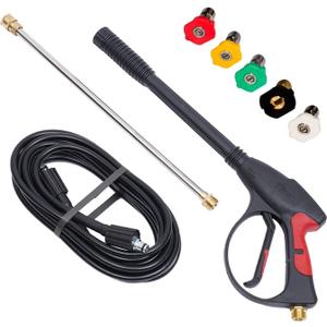 3000 PSI Pressure Washer Gun Power Washer Spray Gun Kit with Universal M22 Connector and 5 Quick Connect nozzles for Generac Briggs Craftsman, Style 1 3000psi M22-14mm + 26.2 Ft Hose + 5 Nozzle