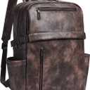 Leather Laptop Backpack for Women, 15.6 Inch Laptop Travel Backpack Purse Large Capacity Computer Bag, Casual Daypack Nurse Bag College Bookbag for School, Coffee