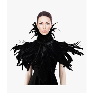 HOMELEX Black Witch Feather Collar Crow Shawl Costume Halloween Swan Wings Accessories Cape for Women