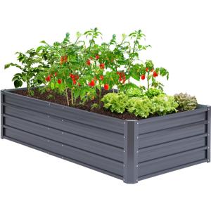 Ohuhu Metal Raised Garden Bed Outdoor 8x3x1.5 FT Reinforced Galvanized Rustproof Colored Steel Planter Boxes for Vegetables, Heavy Duty Raised Beds for Growing Flowers Herbs Succulents