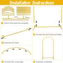 Metal Arch Stand and Cover Set,1 Royal Blue Spandex Fitted Backdrop with 1 Gold Wedding Arched Stand Frame for Parties Birthday Baby Shower Bridal Banquet Decoration (7.2FT)