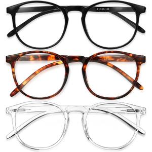 IBOANN Chic & Comfy Blue Light Glasses for Women - 3-Pack Round Frames, Screen-Ready Style with UV Protection Coating