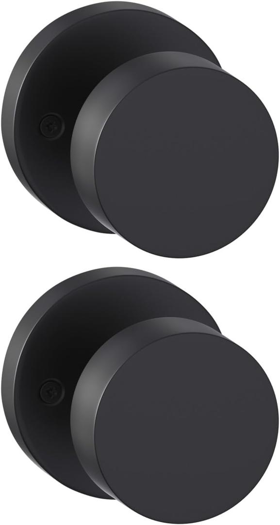 Goldenwarm 2 Pcs Black Dummy Door Knobs, Heavy Duty Zinc-Alloy Matte Black No-Turning Interior Door Knobs, Indoor Doorknobs for Hallway, Inactive Half Dummy Door Knob (1 Pack)