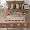 Dinjoy Boho King Size Bed in A Bag 7 Pieces,Brown/Coffee Comforter Set Aztec Striped Fall Bedding Set Bohemian Patchwork Complete Set Geometric Pattern Comforters for Women Men 90"104"