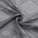 OWENIE Charcoal Grey Sheer Kitchen Curtains Tier 36 Inch Length 2 Panels Set, Elegant Clip Short Curtains for Small Window, Light Filtering Geometric Jacquard Textured Cafe Curtain, 42x36 Inches