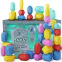 Wooden Stacking Blocks Montessori Toys for 1 2 3 4 5 6 Year Old Toddlers and Kids, No Choking Hazard Building Rocks Stones Games, for Girls and Boys