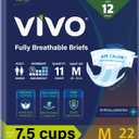 VIVO Organic Cotton Overnight Sensitive Skin Adult Incontinence Diaper Briefs with Tabs, Medium 22 Count