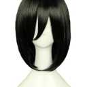 Angelaicos Unisex Straight Fiber Costume Cosplay Party Full Bob Wigs Short Black