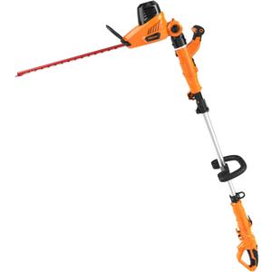 GARCARE 2 in 1 Hedge Trimmer Corded 4.8A Telescopic Pole Hedge Trimmer | 18" Dual-Action Blades, Adjustable Multi-Position Head, Long Reach Branch Cutter for Tall Bushes & Shrubs