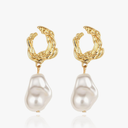 Yowivon Pearl Drop Earrings 14K Gold Plated Dangle Hypoallergenic Statement Earring Trendy Fashion Jewelry Gifts for Women Birthday Wedding