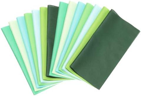 PATIKIL Cotton Fabric Bundles, 14 Pcs 9x 12 Inch Fat Quarter Solid Color Precut Fabric Squares for Sewing Patchwork Quilting DIY Crafts, Green