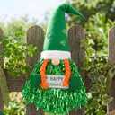 St. Patrick's Day Wreath Decoration,Green Ribbon Door Wreath Gnome, Holiday Hanging Decor for Door Wall Home Bar Party Outdoor Indoor Supply