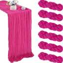 6 Pack Hot Pink Cheesecloth Table Runner 35x120 Inch Gauze Rustic Boho Table Runner 10FT Cheese Cloth for Spring Wedding Decor Birthday Party Bridal Baby Shower Table Decoration