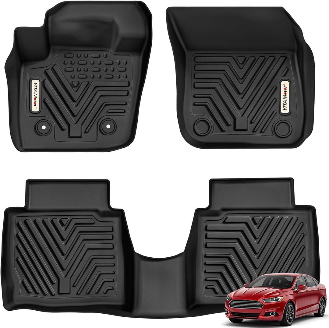 YITAMOTOR Floor Mats Compatible with Fusion & MKZ, Custom Fit Floor Liners for 2013-2016 Ford Fusion Energi & Titanium, Lincoln MKZ, 1st & 2nd Row All Weather Protection, Black
