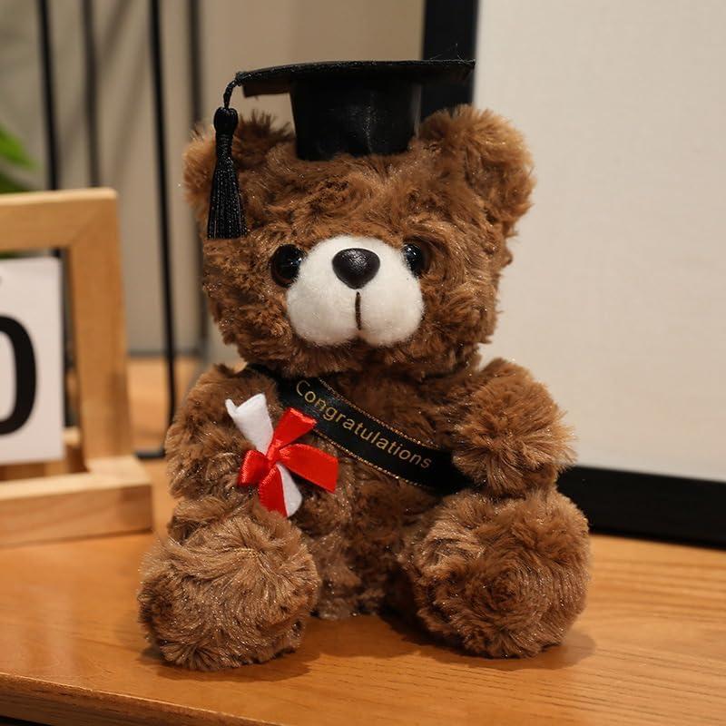 7 inch Graduation Bear Plush,Stuffed Figure Graduates Gifts for Fans Room Decor (Bears-01-brown-black-18cm)