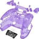 eXtremeRate Full Set Shell with Buttons Touchpad Cover, Clear Atomic Purple Custom Replacement Decorative Trim Shell Front Back Plates Compatible with p s 5 Controller BDM-030 BDM-040 BDM-050