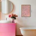 Framed Pink Swimming Pool Wall Art Summer Swimmer Canvas Print Decor, 24"L x 16"W