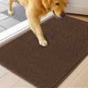 MudGuard Mat Dog Door Mat for Muddy Paws, Super Absorbent Microfiber, Non-Slip Indoor Mat, Quick Dry Chenille Mud Mat for Dogs & Entryway, Washable, Choco 19" x 30"