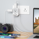 India Plug Adapte, TESSAN Type D Travel Adapter with 4 Outlets 3 USB Charger (1 USB C Port), US to Indian Outlet Adaptor for USA to Bangladesh, India, Kuwait, Maldives