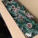 7 ft. Green Unlit Flocked Pencil Artificial Christmas Tree Snowy with Pine Cones