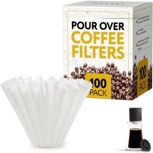 IMPRESA 100-Pack Pour-Over Coffee Filter Set for Fellow Stagg XF & White Tall Coffee Dripper  Flat Bottom Design