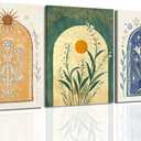 Mystical Sun and Moon Wall Art Vintage Botanical Flower Wall Decor Tarot Lily of the Valley Poster Canvas Prints Spiritual Astrology Artwork for Bedroom Living Room Framed 12x16 inch