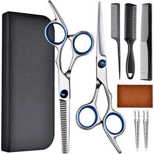 YUQGAOP Hair Cutting Scissors Set, Professional Stainless Cutting Hair Scissors, Barber Hair Cutting Scissors Thinning Shears Sharp Blades Hairdresser Haircut for Women/Men/Kids, LFJ1234