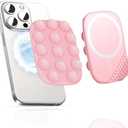 Set of 3 Pack, smofish Magnetic Suction Phone Mount for MagSafe Case, Silicone Sticky Grip Holder for iPhone 16/15/14/13/12, Removable Hands-Free Selfie/Video for TikTok Influencers, Women Gift, Pink