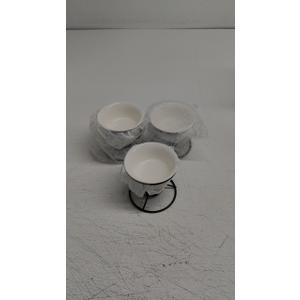 Kcgani 3Pcs Ceramic Butter Warmers for Seafood, 5oz Fondue Pot Set for Chocolate Butter Cheese, Ceramic Bowl for Food Crab Lobster, Suitable for Dishwasher Microwave Oven, Round