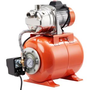 1.6HP Shallow Well Pump with Pressure Tank, Stainless Steel, 115V Automatic Water Booster Jet Pump for Home, Garden, Lawn