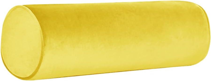 Tinbolunce Neck Roll Pillowcases with Zipper - Full Moon Bolster/Round Cylinder Pillow Case Covers for Bedroom, Living Room, Sofa - Solid Color Neck Cervical Pillowcase Cover 18 x 6 (Yellow)